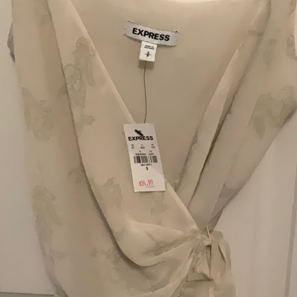 Express Beige Ruffle Strap Dress - Picture 4 of 5